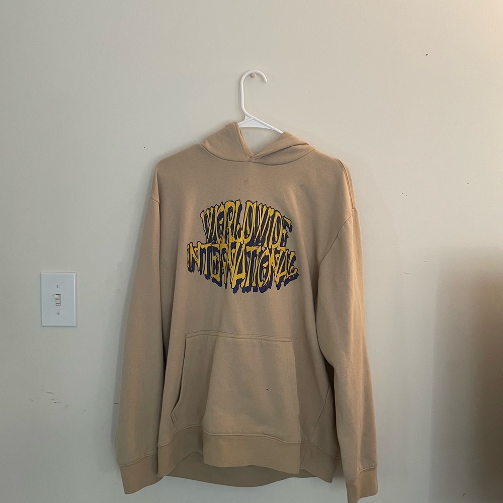 Forever21 Mens Worldwide International Hoodie Tan size M